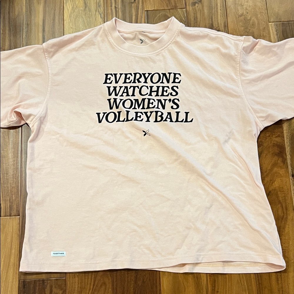 Everyone Watches Women's Volleyball Pink Graphic Tee
